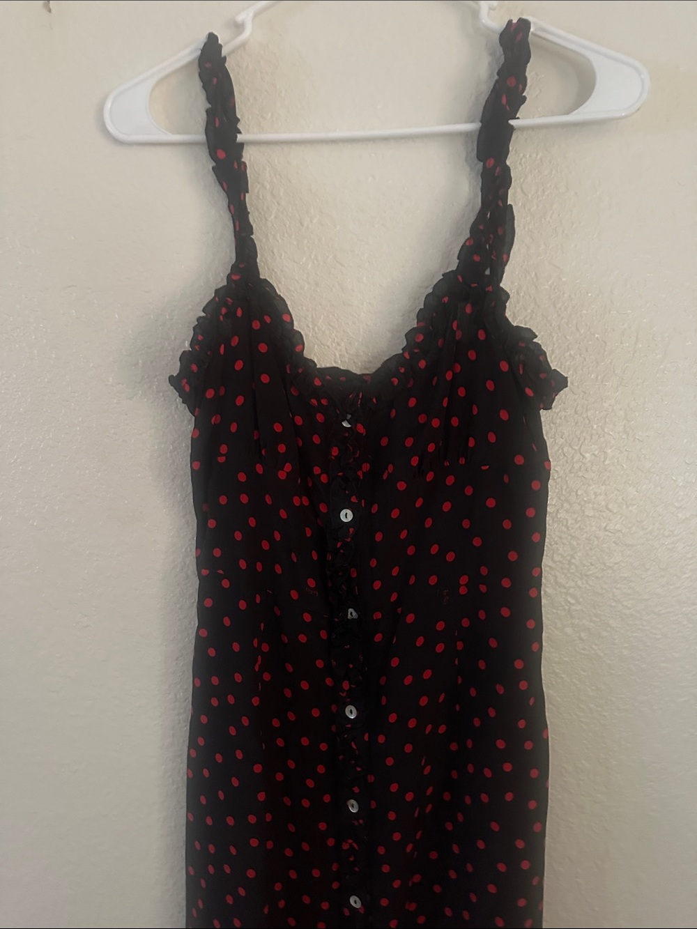 Realisation Par Black Camisole with Red Polka Dots